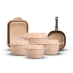 ⁦طقم حلل 10ق بطوط نيوكلاين (4 حلل + 4 غطاء متعدد + جريل.+ طاجن)⁩ - الصورة ⁦3⁩