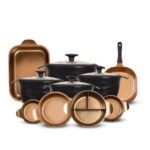 ⁦طقم حلل 14 ق بطوط نيوكلاين (4 حل + 4 غطاء متعدد +4 غطاء بيركس + جريل + طاجن)⁩ - الصورة ⁦2⁩