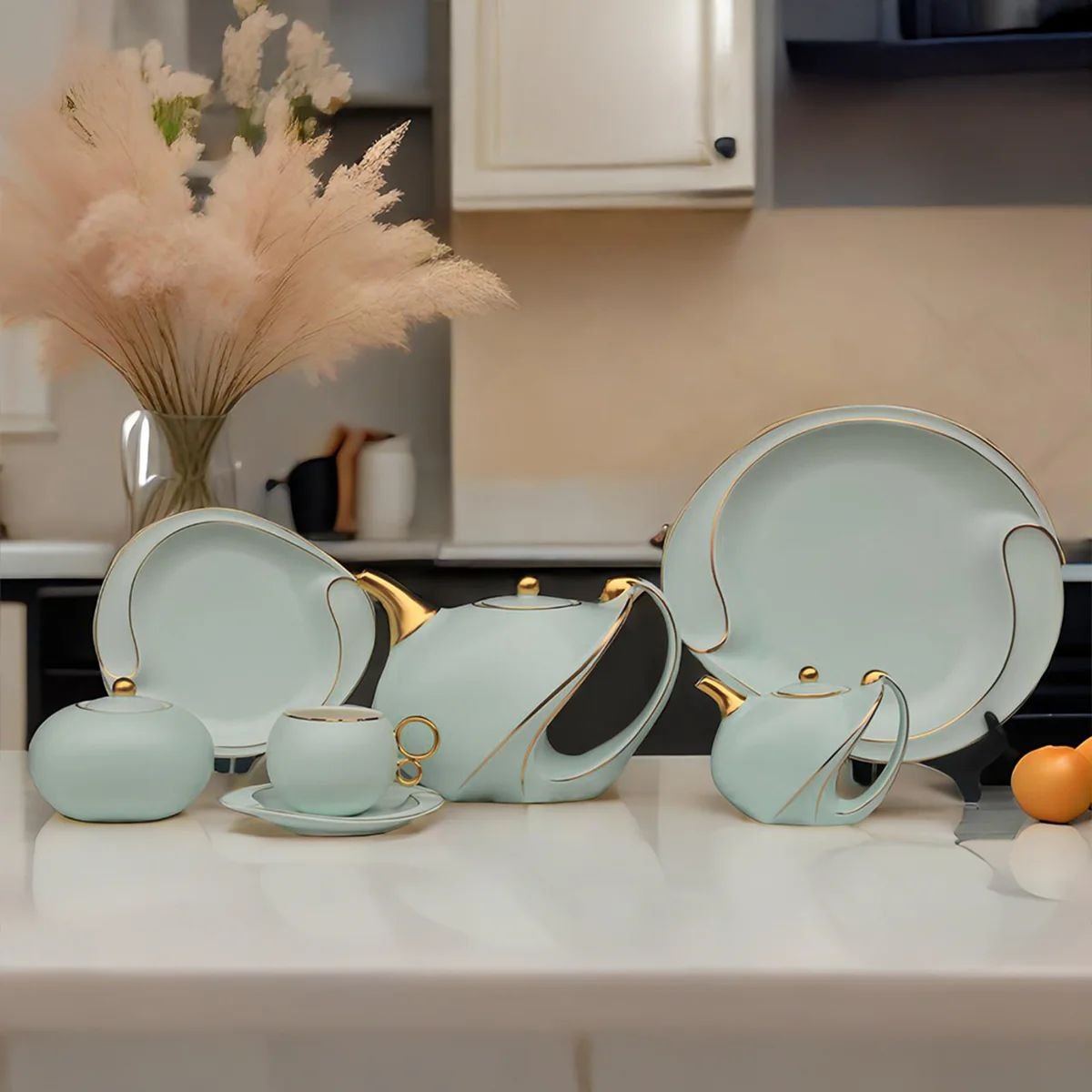 طقم شاي 24ق ZJ036- لون منت مط طقم شاي 24ق ZJ036- لون منت مط