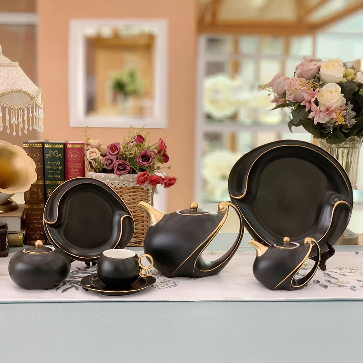 طقم شاي 24ق ZJ028 – لون اسود لامع طقم شاي 24ق ZJ028 – لون اسود لامع