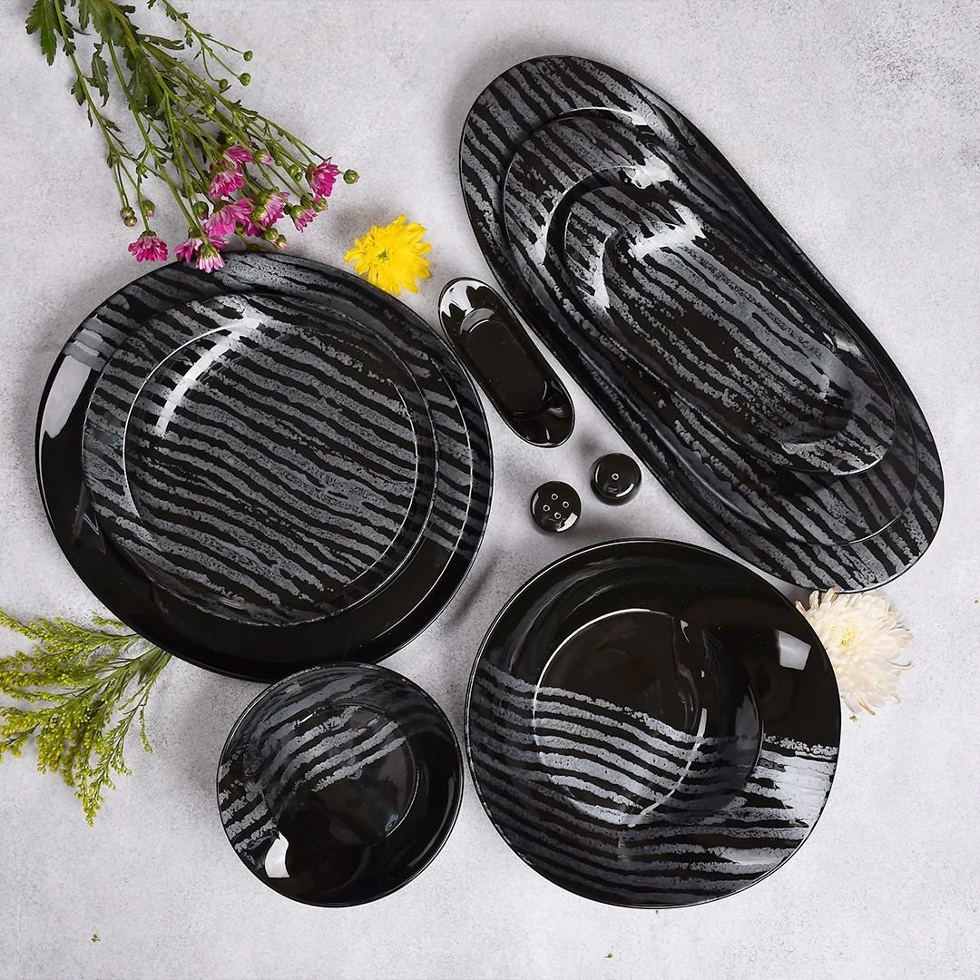 طقم عشاء 30ق فتحي محمود BLACK STRIPED طقم عشاء 30ق فتحي محمود BLACK STRIPED